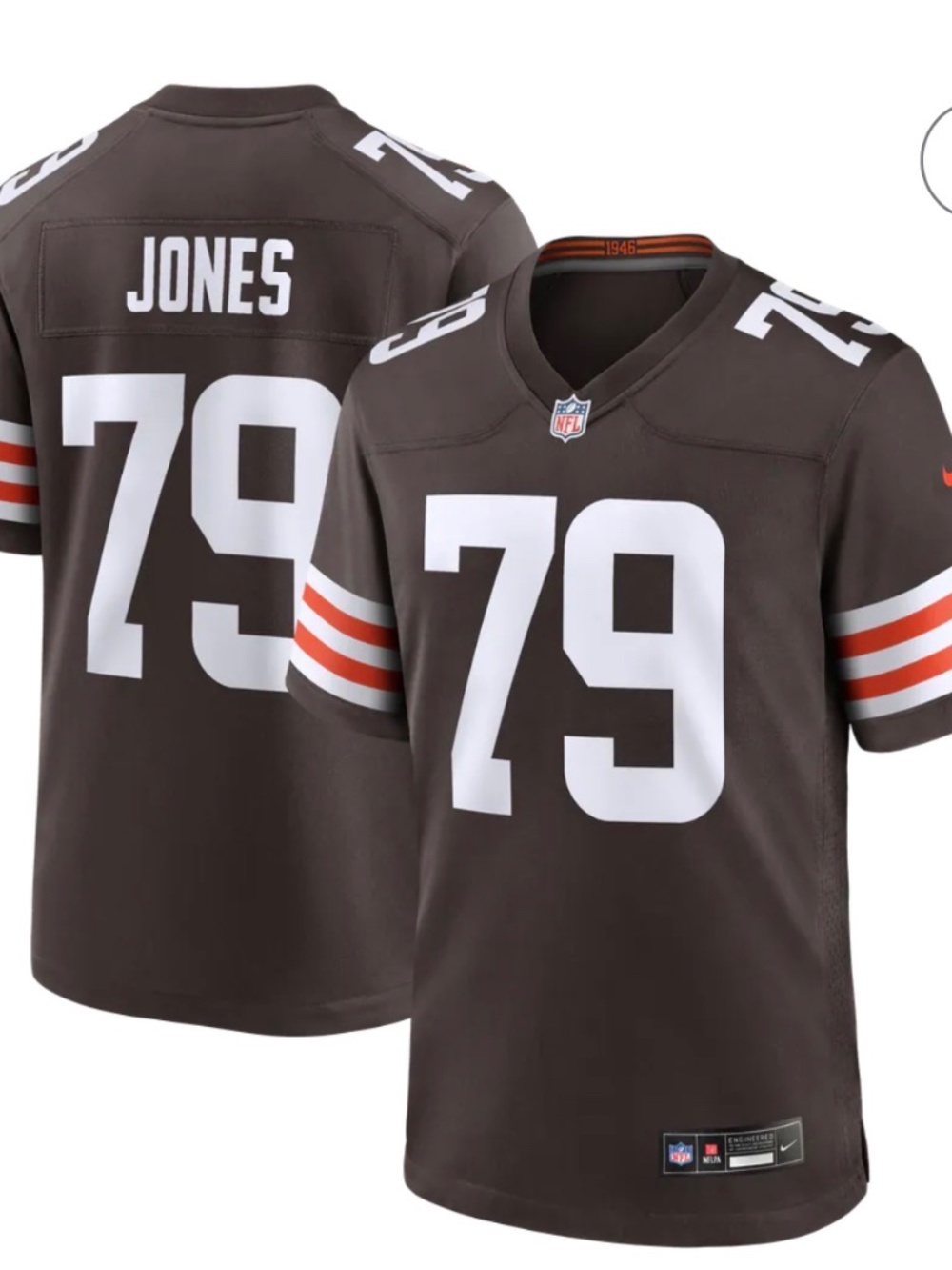 Men's Cleveland Browns Dawand Jones Nike Brown Team Game Jersey